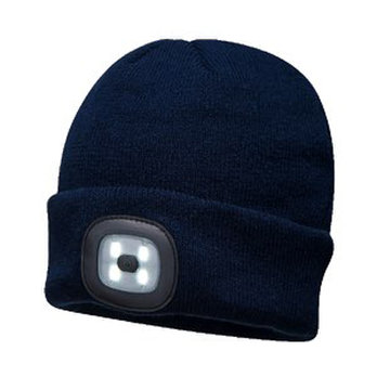 Navy Beanie Hat with Rechargeable LED Head Light