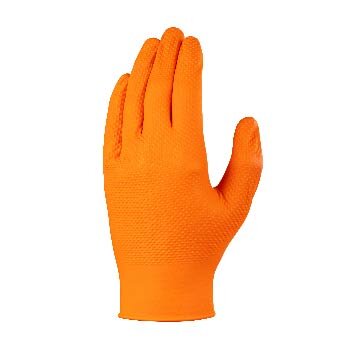 Medium 8.0g  Orange Nitrile Textured Powder Free Gloves