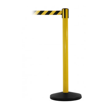 Black/Yellow Retractable Safety Barrier c/w Yellow Post