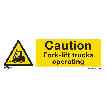 Warning Safety Sign - Caution Fork-Lift Trucks - Rigid Plast