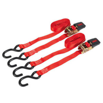 25mm x 4m Polyester Ratchet Tie Down with S Hook